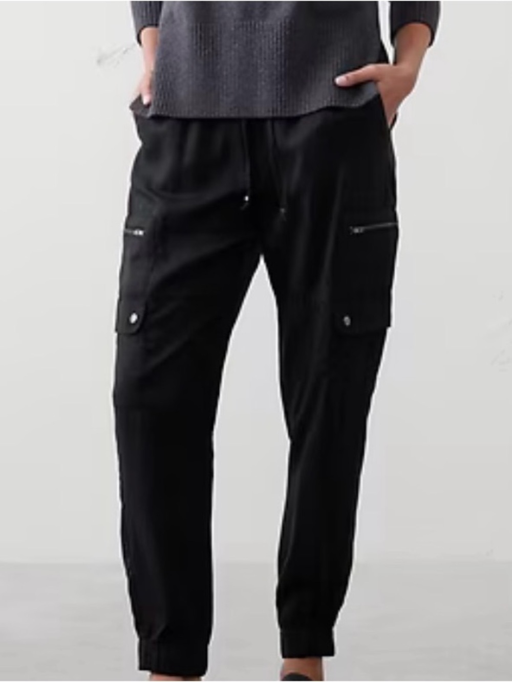 Women’s Banana Republic Black Tencel Cargo Joggers